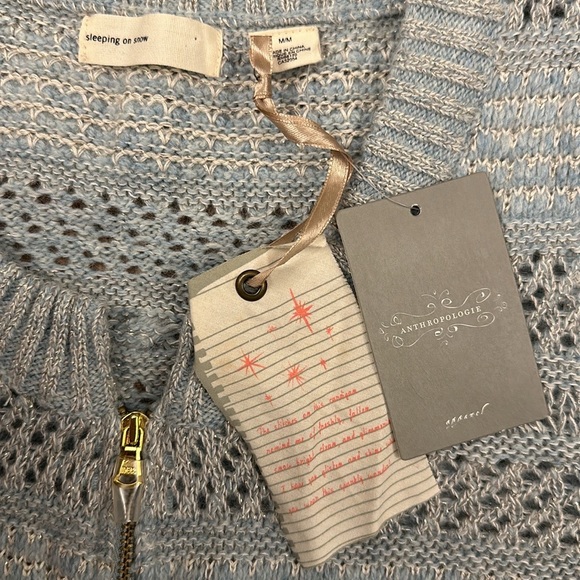 NWT / Anthropologie / Medium / Blue/Bleu Zipper Cardigan - Picture 2 of 12